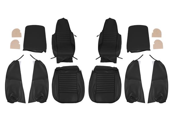 Triumph TR6 Vinyl Seat Cover Kit for 2 Seats and Head Rests - Black - RR1217BLACK